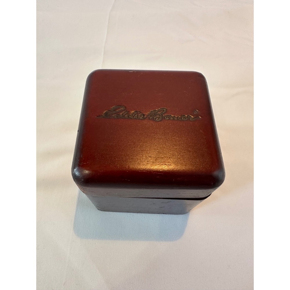 Eddie Bauer Watch Box Wood Display Case Vintage Jewelry Storage Brown